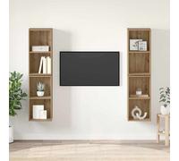 Meubles TV Armoires Salon Muraux 4 pcs Gris Brillant Bois d'Ingénierie vidaXL
