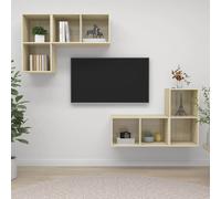 Meubles TV Armoires Salon Muraux 4 pcs Gris Brillant Bois d'Ingénierie vidaXL