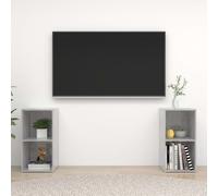 Meubles TV Armoires Salon Rangement 2 pcs Gris Brillant Bois d'Ingénierie vidaXL