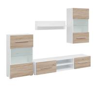 Meubles TV avec lumière LED chêne Sonoma Bois d'ingénierie, Ensemble 5 pièces, Rangement Salon, Console Moderne, Meuble Mural et sur Pied Fonctionnels