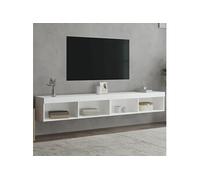 Meubles TV avec Lumières LED 2 pcs, Armoires de Télévision Murales, Meubles Télé Suspendus avec Rangement Salon, Moderne, Blanc
