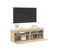 vidaXL Meubles TV avec lumières LED 2 pcs Chêne sonoma 60x35x40 cm