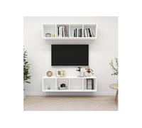 Vidaxl Meubles Tv Muraux 2 Pcs Blanc Aggloméré Blanc