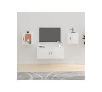 vidaXL Meubles TV muraux 2 pcs Blanc brillant 40x34,5x40 cm Multicolore