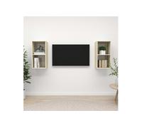 Meubles TV Armoires Salon Muraux 2 pcs Gris Béton Bois d'Ingénierie vidaXL