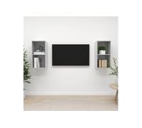 vidaXL Armoires murales TV 2 pcs. Gris béton Bois composite