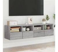 Vidaxl Meubles Tv Muraux 2pcs Sonoma Gris 60x30x30cm Bois D'ingénierie Marron