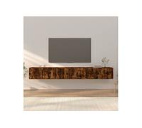 vidaXL Meubles TV Muraux 3 pcs, Armoires de Télévision avec Porte, Armoires Suspendues, Meubles de Rangement Salon Salle de Séjour, Moderne, Chêne Fumé chêne G