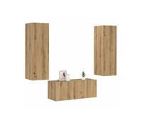 Meubles TV muraux 3 pcs chêne artisanal bois d ingénierie