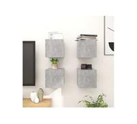 Vidaxl Meubles Tv Muraux 4 Pcs Gris Béton 30,5x30x30 Cm