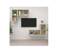 Meubles TV muraux 4 pcs Chêne sonoma Bois d ingénierie