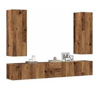 vidaXL Meubles TV muraux 5 pcs Vieux Bois Bois d'ingénierie, Banc TV, Meuble HiFi, Centre de Divertissement, Buffet TV, Meuble multimédia, Console TV