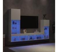 Meubles TV muraux avec bandes LED 4 pc Bois d'ingénierie Unité murale vidaXL vid