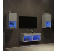 Meubles TV Muraux avec Lumières LED Télévision Salon 4 pcs Chêne Sonoma vidaXL