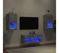 Meubles TV Muraux avec Lumières LED Télévision Salon 4 pcs Chêne Sonoma vidaXL