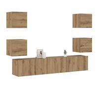 Meubles TV muraux en Bois d'ingénierie chêne Artisanal 6 pcs 80x30x30 cm Espace Rangement Moderne pour Salon Chambre avec capacité 60 kg et Design Minimaliste