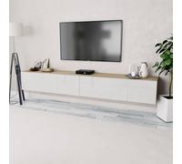 Meubles TV Télévision 2 pcs Bois d’Ingénierie Chêne et Blanc Brillant vidaXL