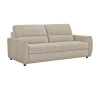 Meubletmoi Canapé 3 Places Convertible L. 210 cm en Tissu Doux Beige avec Système Rapido et Matelas 160 x 190 cm - Design Contemporain - John