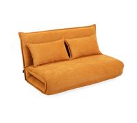 Meubletmoi Canapé Banquette 2 Places Convertible Style chauffeuse en Velours côtelé Jaune Moutarde avec Dossier Amovible et 2 Coussins - Ambiance et Confort Moderne - Gracie