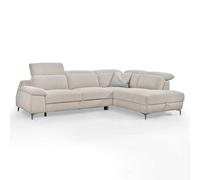 Meubletmoi Canapé d'angle Droit Convertible L. 278 cm en Tissu Chiné Beige avec Têtières Réglables et Méridienne Coffre - Design Contemporain - Tulio