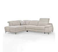 Meubletmoi Canapé d'angle Gauche Convertible L. 278 cm en Tissu Chiné Beige avec Têtières Réglables et Méridienne Coffre - Design Contemporain - Tulio