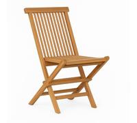 Meubletmoi Chaise de Jardin Pliante en Bois de Teck Massif huilé pour Table de Repas - Extérieur Naturel Patio terrasse Balcon - ANCOLIE