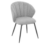 Meubletmoi Chaise de Repas en Tissu Chiné Doux Gris avec Accoudoirs Capitonnés et Pieds en Métal Noir - Design Moderne - Simon