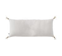 Meubletmoi Coussin Rectangulaire 55 x 110 cm en Lin Lavé Blanc Housse Déhoussable avec 4 Nouettes en Jute - Luisa