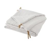 Meubletmoi Édredon 150 x 150 cm en Lin Lavé Blanc avec Capitonnage Léger et 4 Nouettes en Jute - Linge de Lit - Luisa 2