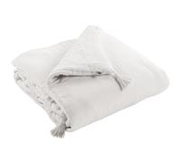 Meubletmoi Édredon 90 x 200 cm Gaze de Coton Blanc et Polyester avec Capitonnage Léger et 4 Pompons - Linge de Lit - Pepa