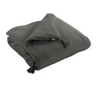 Meubletmoi Édredon 90 x 200 cm Gaze de Coton Gris et Polyester avec Capitonnage Léger et 4 Pompons - Linge de Lit - Pepa