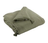 Meubletmoi Édredon 90 x 200 cm Gaze de Coton Vert et Polyester avec Capitonnage Léger et 4 Pompons - Linge de Lit - Pepa