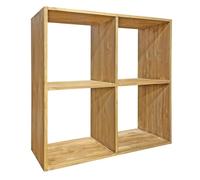 Meubletmoi Etagère 4 Cases carrée Cubes de Rangement 92 x 92 cm en Bois de Teck Massif - Décoration Naturelle Exotique Chambre Salon Bureau - Tetra