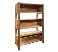 Meubletmoi Étagère/Bibliothèque H. 162 cm en Bois de Pin Recyclé Massif 3 Niches - Style Naturel et Montagnard - Chalet