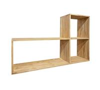 Meubletmoi Etagère en L 3 Cases Cubes de Rangement 92 x 137 cm en Bois de Teck Massif - Décoration Naturelle Exotique Chambre Salon Bureau - Tetra