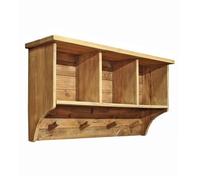 Meubletmoi Étagère/Patère Murale L. 87 cm en Bois de Pin Recyclé avec 3 Niches et 4 Accroches Portes Manteaux - Fabrication Artisanale - Naturel et Rustique - Chalet