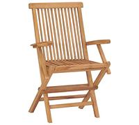 Meubletmoi Fauteuil de Jardin Pliant en Bois de Teck Massif huilé avec accoudoirs pour Table de Repas - Extérieur Naturel Patio terrasse Balcon - ANCOLIE