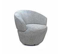 Meubletmoi Fauteuil Rond pivotant 360° Tissu Chenille Doux Gris et Pied métal Noir - Design Contemporain Lounge - Corolla