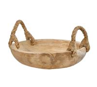 Meubletmoi Grand Bol Corbeille D. 38 cm en Bois de Teck avec anses en Corde de Jute - décoration Artisanale Unique - Alamo 02