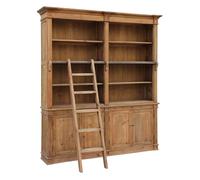 Meubletmoi Grande Bibliothèque Ancienne H. 224 cm en Bois de Pin Recyclé Massif avec Échelle et 4 Portes - Style Vintage Apoticaire - Chalet