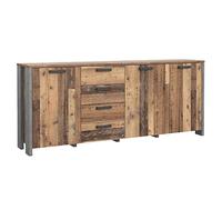 Meubletmoi Long Buffet avec revêtement Effet Bois et béton Gris - Buck