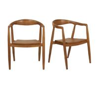 Meubletmoi Lot de 2 Chaises avec Accoudoirs en Bois de Teck Massif Foncé - Style Naturel et Exotique - Maui