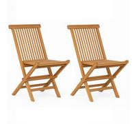 Meubletmoi Lot de 2 chaises de Jardin Pliantes en Bois de Teck Massif huilé pour Table de Repas - Extérieur Naturel Patio terrasse Balcon - ANCOLIE