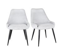 Meubletmoi Lot de 2 chaises de Repas en Tissu Doux Gris Clair avec Pieds métal Noir - Confort et élégance Moderne - Tara