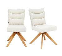 Meubletmoi Lot de 2 chaises de Repas pivotantes 360° avec Coussin matelassé en Tissu Microfibre Doux écru Beige et Pieds Bois Clair - Confort Contemporain - Darcy