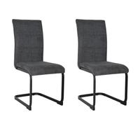 Meubletmoi Lot de 2 chaises matelassées capitonnées en Tissu Gris Anthracite avec Dossier Haut et Pied Luge en métal Noir - Contemporain Chic - Verdi