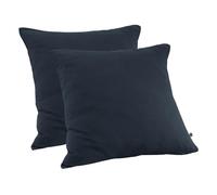 Meubletmoi Lot de 2 Taies d'oreillers Carrées 60 x 60 cm en Double Gaze de Coton Bleu Nuit - Linge de Lit - Pepa 1