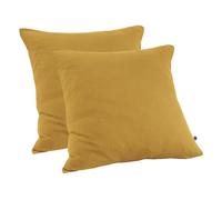 Meubletmoi Lot de 2 Taies d'oreillers Carrées 60 x 60 cm en Double Gaze de Coton Jaune - Linge de Lit - Pepa 1
