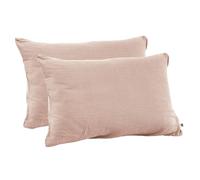 Meubletmoi Lot de 2 Taies d'oreillers Rectangulaires 50 x 70 cm en Double Gaze de Coton Rose - Linge de Lit - Pepa 2