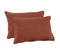 Meubletmoi Lot de 2 Taies d'oreillers Rectangulaires 50 x 70 cm en Double Gaze de Coton Terracotta - Linge de Lit - Pepa 2
